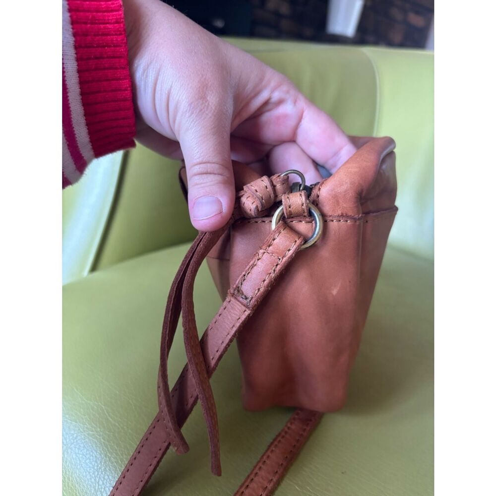 Margot New York Woven Leather Crossbody Bag Tan Brown Lattice Small - Picture 12 of 13